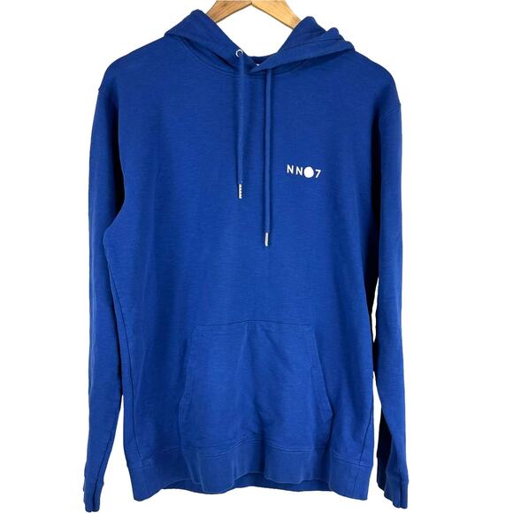 NNO7 NWT Barrow Drawstring Hoodie Print 3383 Men's Blue Size M Pouch Pocket - Picture 1 of 9